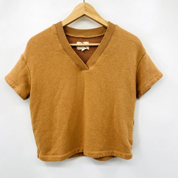 Madewell Mwl Airyterry V-neck Sweatshirt T-shirt In Earthen Clay - Picture 2 of 5